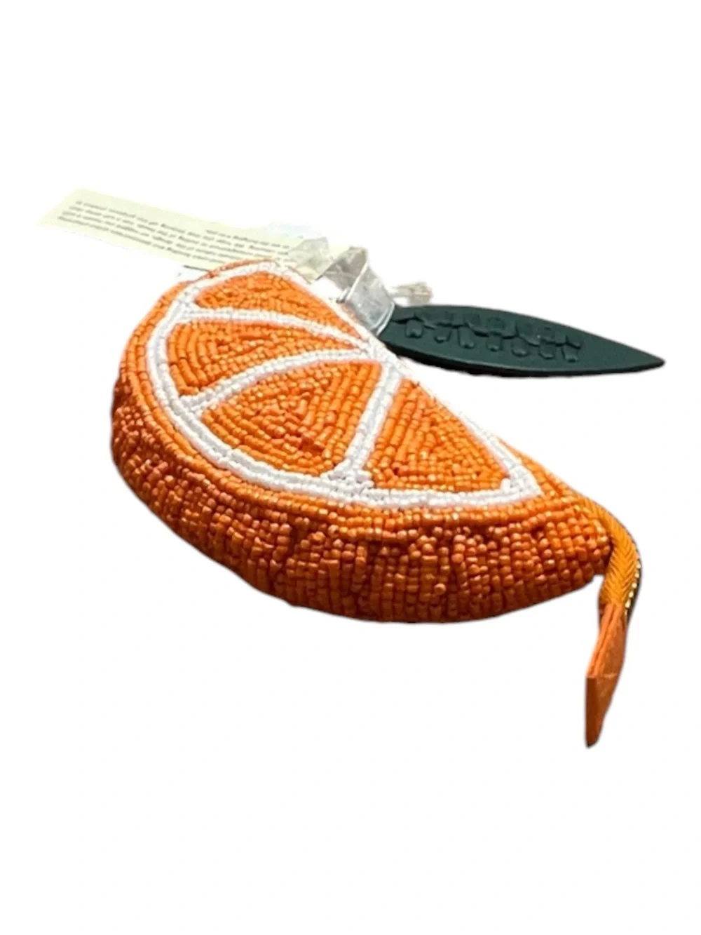 Handmade Beaded Orange Slice Coin Purse Bag Charm